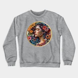 Quilled Elegance: A Kirigami Portrait Crewneck Sweatshirt